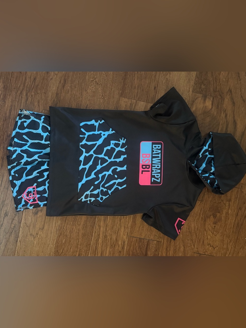 Kids Black & Blue Matching Swim Set with Hood